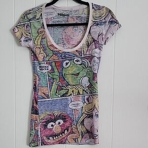 Vibrant Green and Pink Cartoon Character Tee
